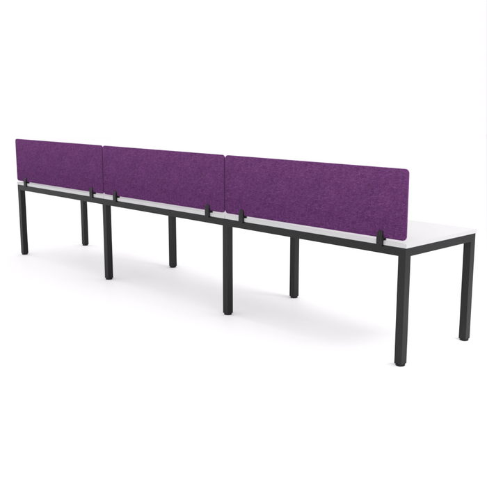 California Office Workstations (Straight Legs) 3 User Single-Sided Desks With AcoustiQ Screen (Purple Screen)