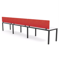 California Office Workstations (Straight Legs) 3-User Single-Sided Desk With AcoustiQ Screen (Red Screen)