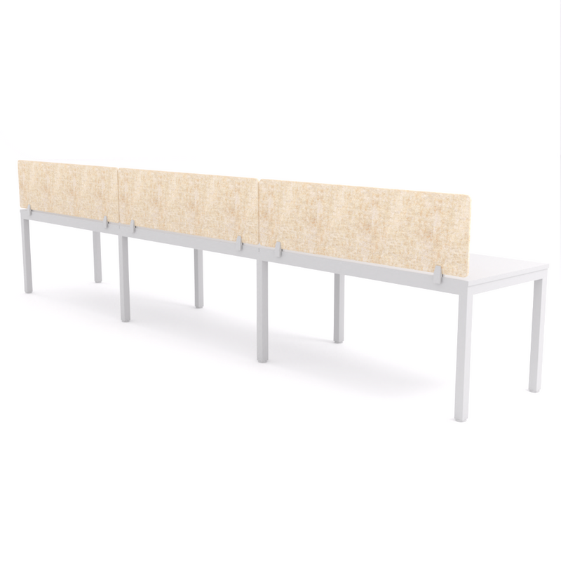 California Office Workstations (Straight Legs) 3-User Single-Sided Desk With AcoustiQ Screen (Natural Screen)