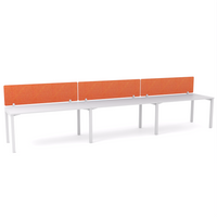 California Office Workstations (Straight Legs) 3-User Single-Sided Desk With AcoustiQ Screen (Orange Screen)