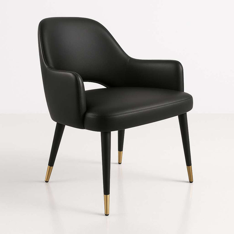 BonBon Armchair - Metal Black Legs with Brass Tips