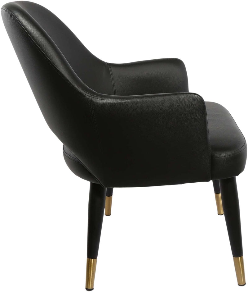 BonBon Armchair - Metal Black Legs with Brass Tips