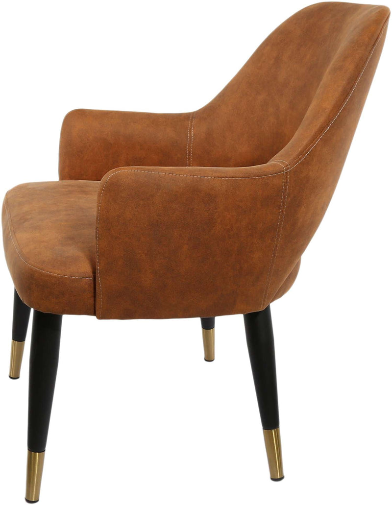 BonBon Armchair - Metal Black Legs with Brass Tips