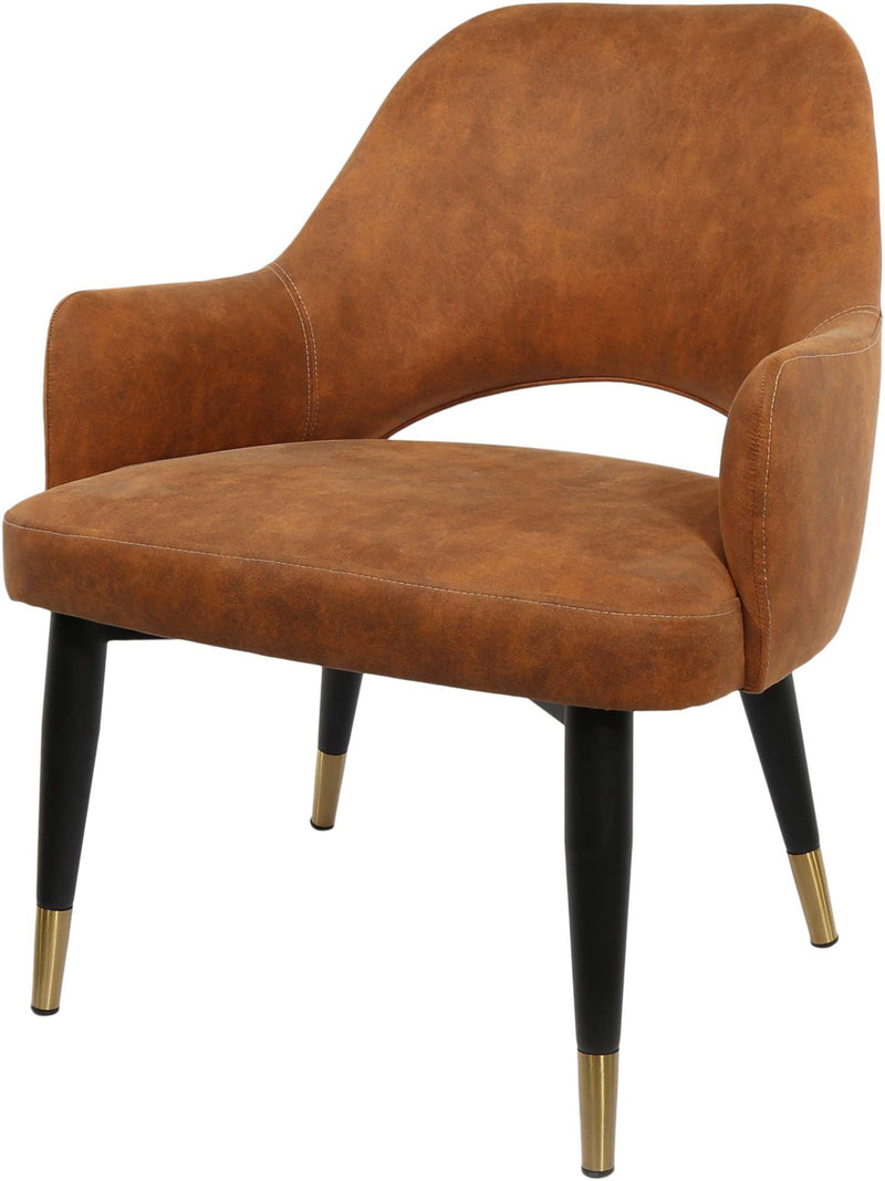 BonBon Armchair - Metal Black Legs with Brass Tips