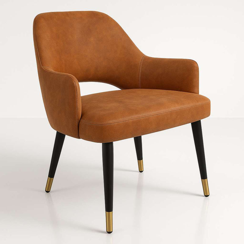 BonBon Armchair - Metal Black Legs with Brass Tips