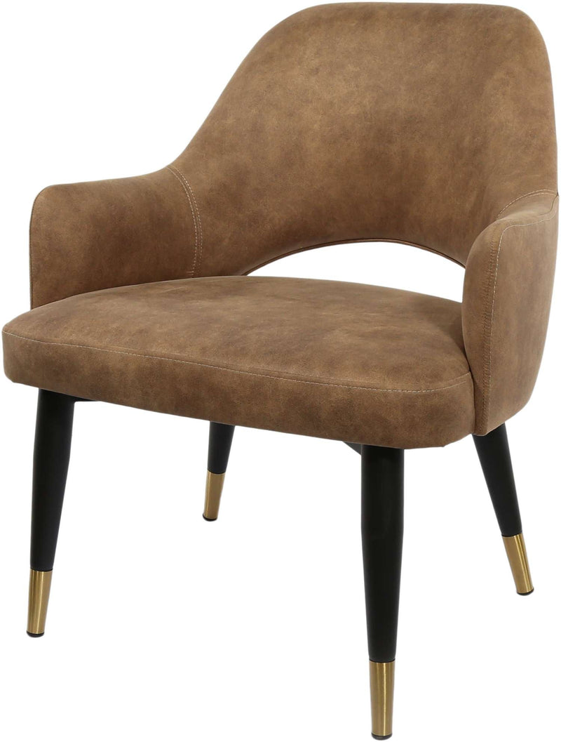 BonBon Armchair - Metal Black Legs with Brass Tips