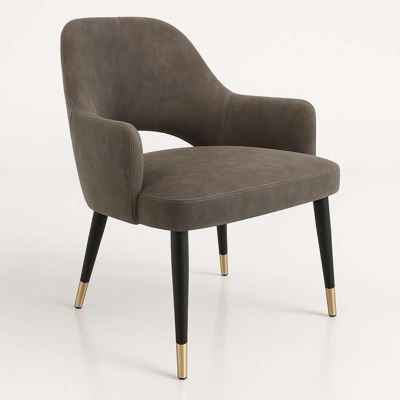 BonBon Armchair - Metal Black Legs with Brass Tips