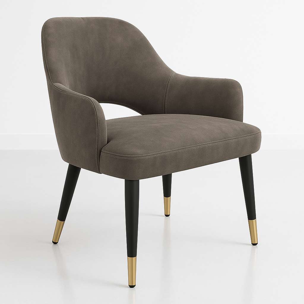 BonBon Armchair - Metal Black Legs with Brass Tips