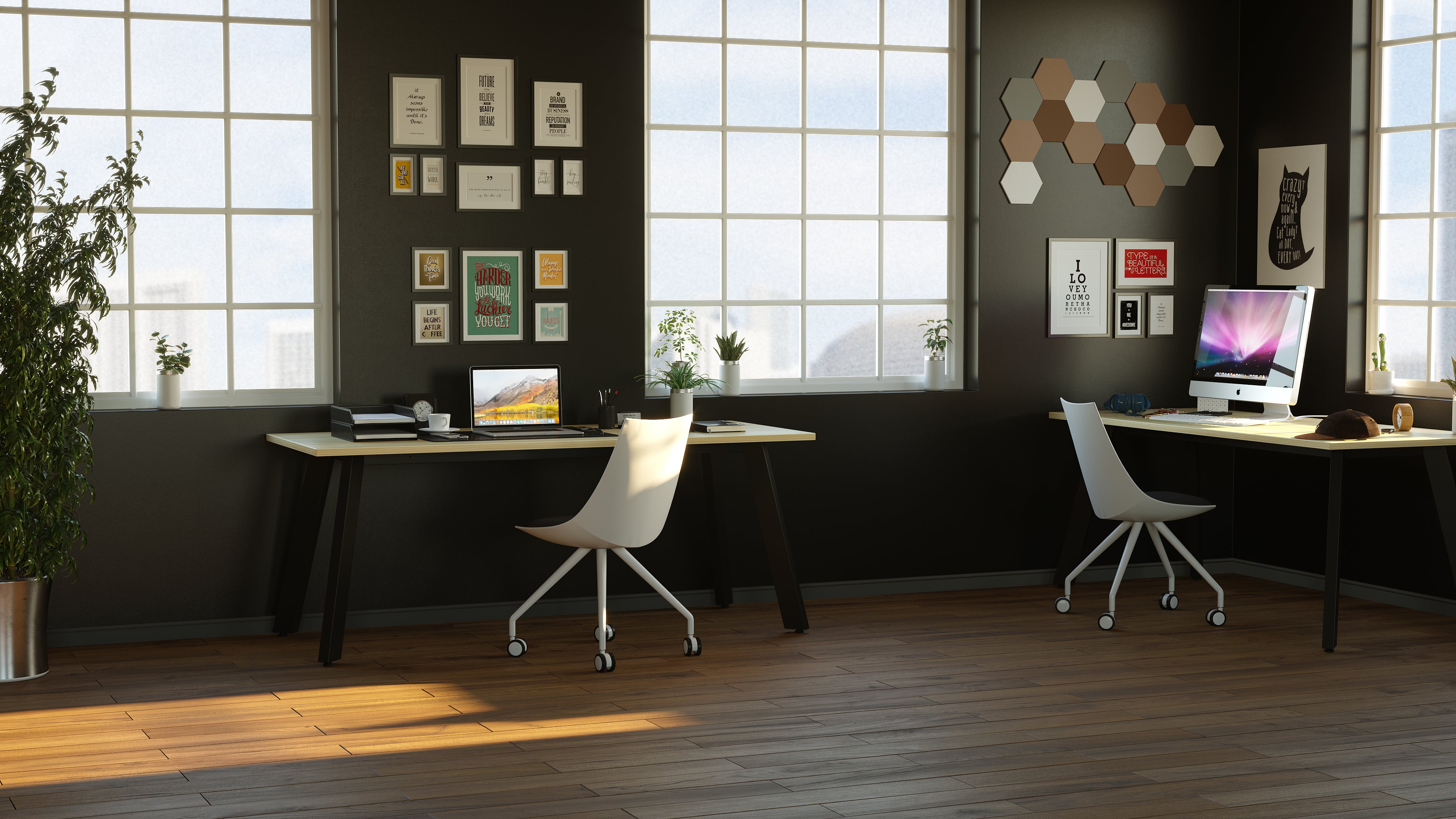 Luna White Chair with Castor Base