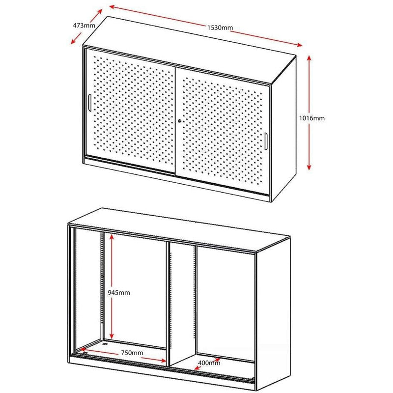 GO Perforated Sliding Door Cupboard