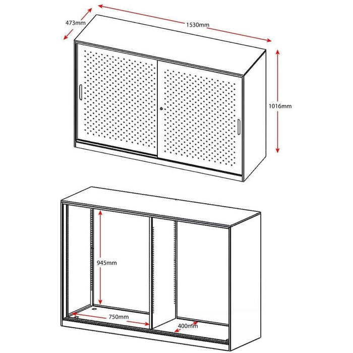 GO Perforated Sliding Door Cupboard