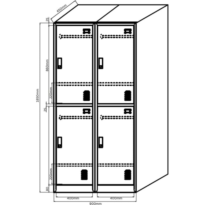 4 Door Metal Storage Locker With Extra Space
