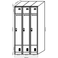 3 Door Metal Storage Locker Bank Of 3