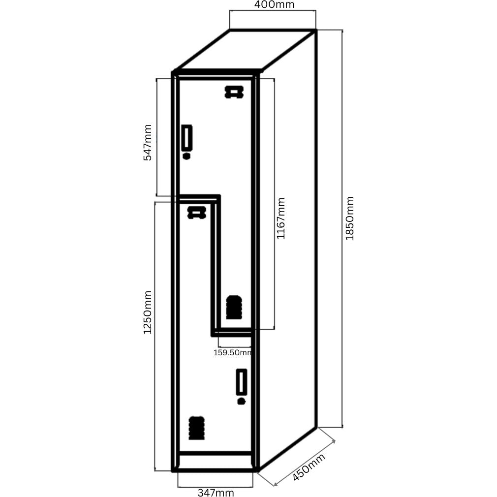 6 Door Bank Of 3 Step Locker