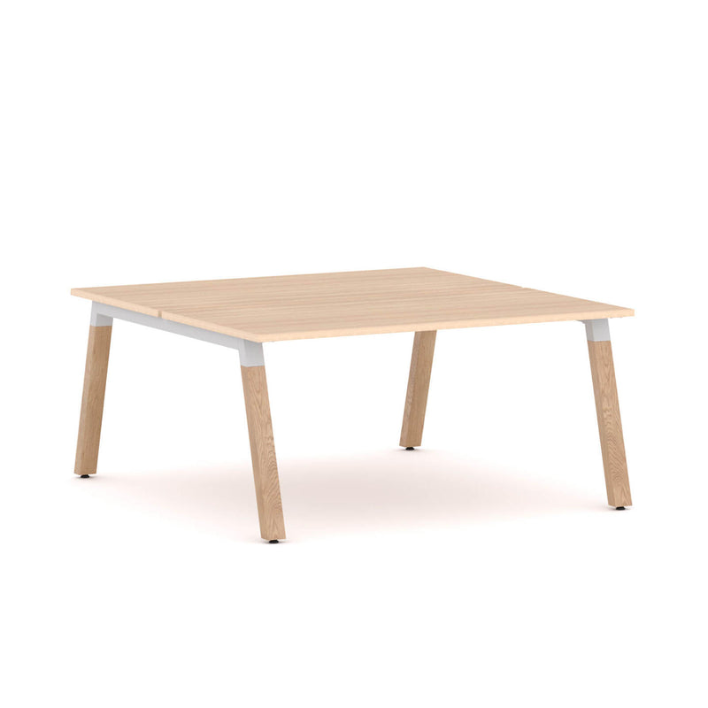 Plantation 2-Person Double-sided Desk Workstation Oak