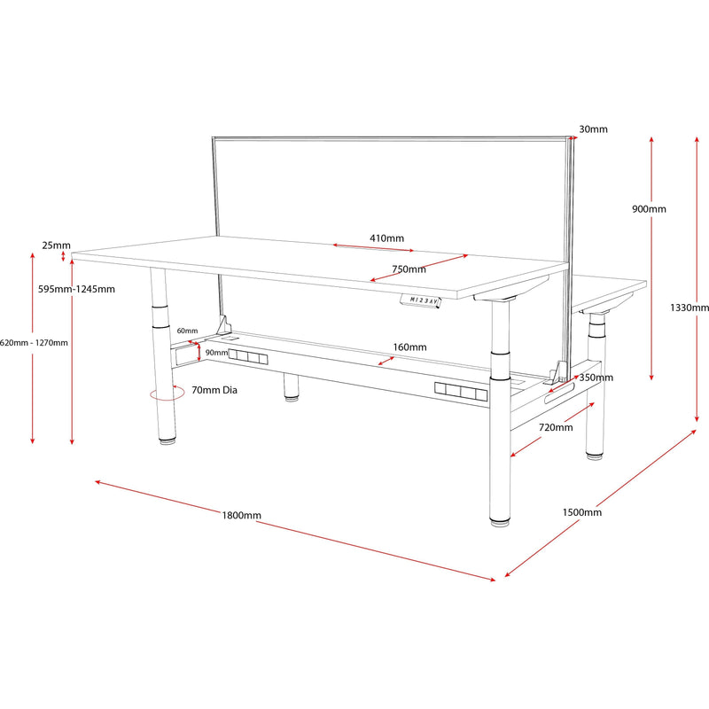Halo+ Electric Height Adjustable Back to Back Workstation