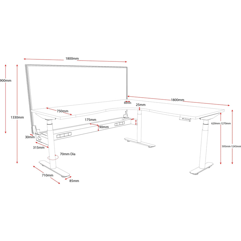 Halo+ Electric Height Adjustable Corner Workstation