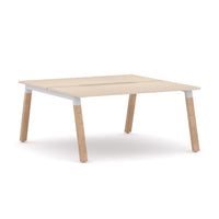 Plantation 2-Person Double-sided Desk Workstation Oak