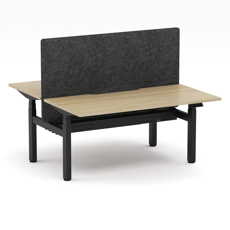 Montana Electric Standing 2-Person Double-sided Desk Workstation - With Charcoal Grey AcoustiQ Screen (3 Stages)