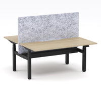 Montana Electric Standing 2-Person Double-sided Desk Workstation - With Marble Grey AcoustiQ Screen (3 Stages)