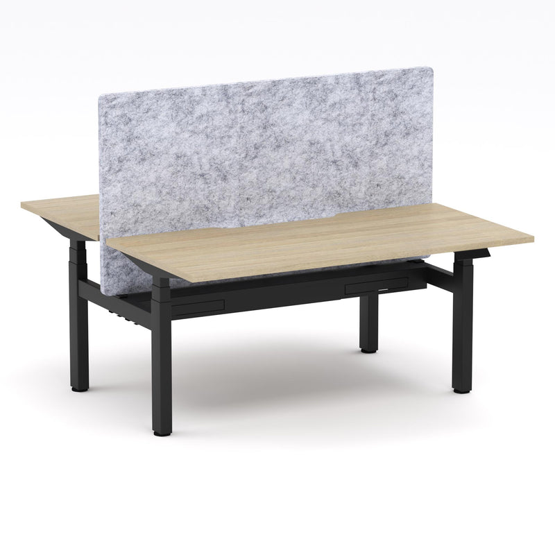 Montana Electric Standing 2-Person Double-sided Desk Workstation - With Marble Grey AcoustiQ Screen (3 Stages)