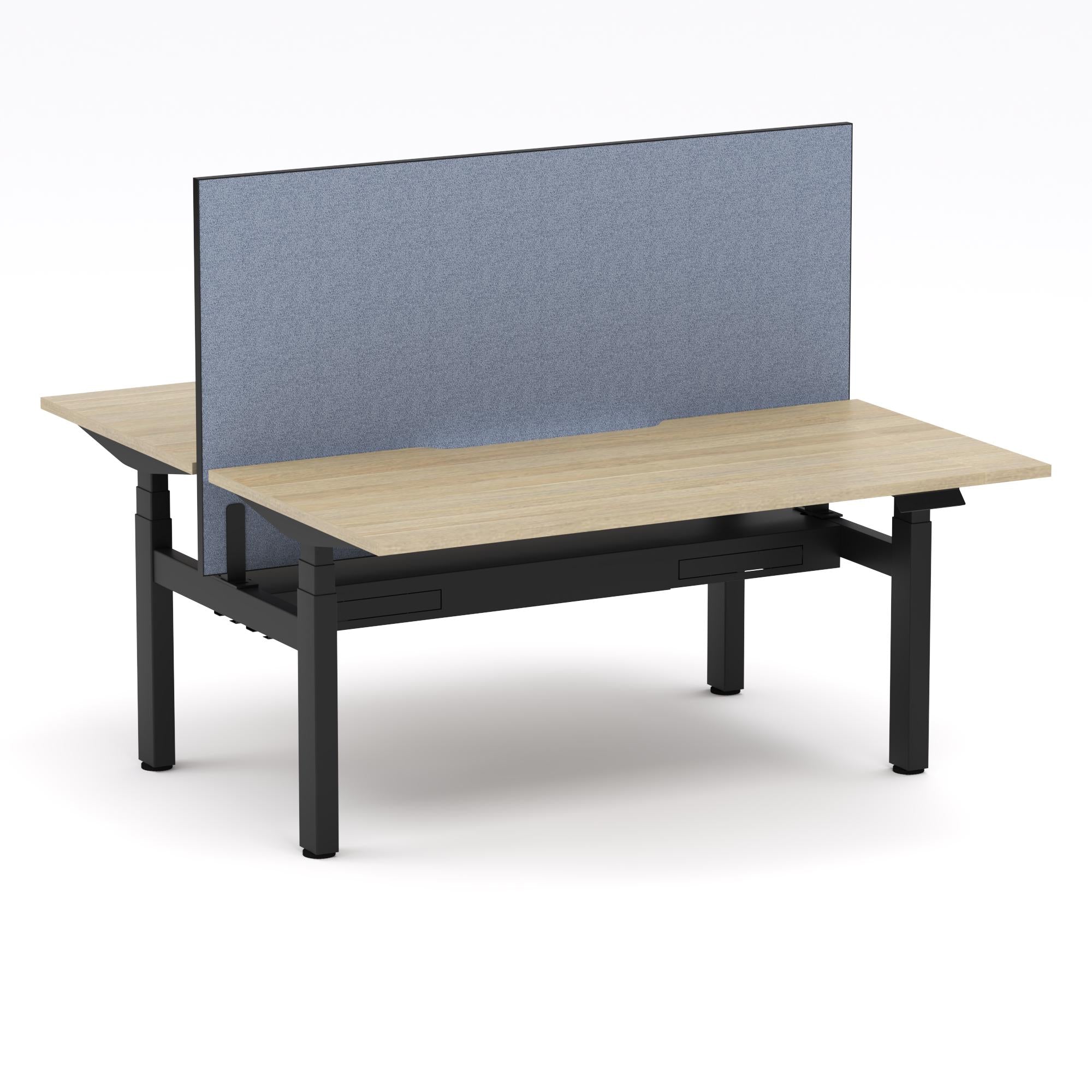 Montana Electric Standing 2-Person Double-sided Desk Workstation - With Misty Blue Elite25 Screen (3 Stages)