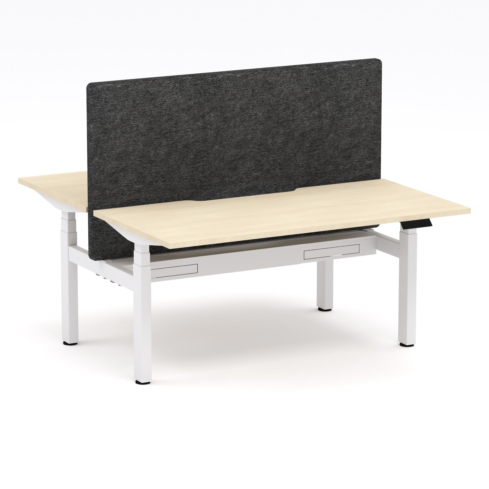 Montana Electric Standing 2-Person Double-sided Desk Workstation - With Charcoal Grey AcoustiQ Screen (3 Stages)