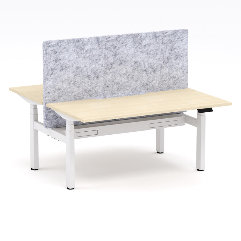 Montana Electric Standing 2-Person Double-sided Desk Workstation - With Marble Grey AcoustiQ Screen (3 Stages)