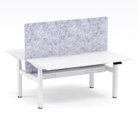 Montana Electric Standing 2-Person Double-sided Desk Workstation - With Marble Grey AcoustiQ Screen (3 Stages)