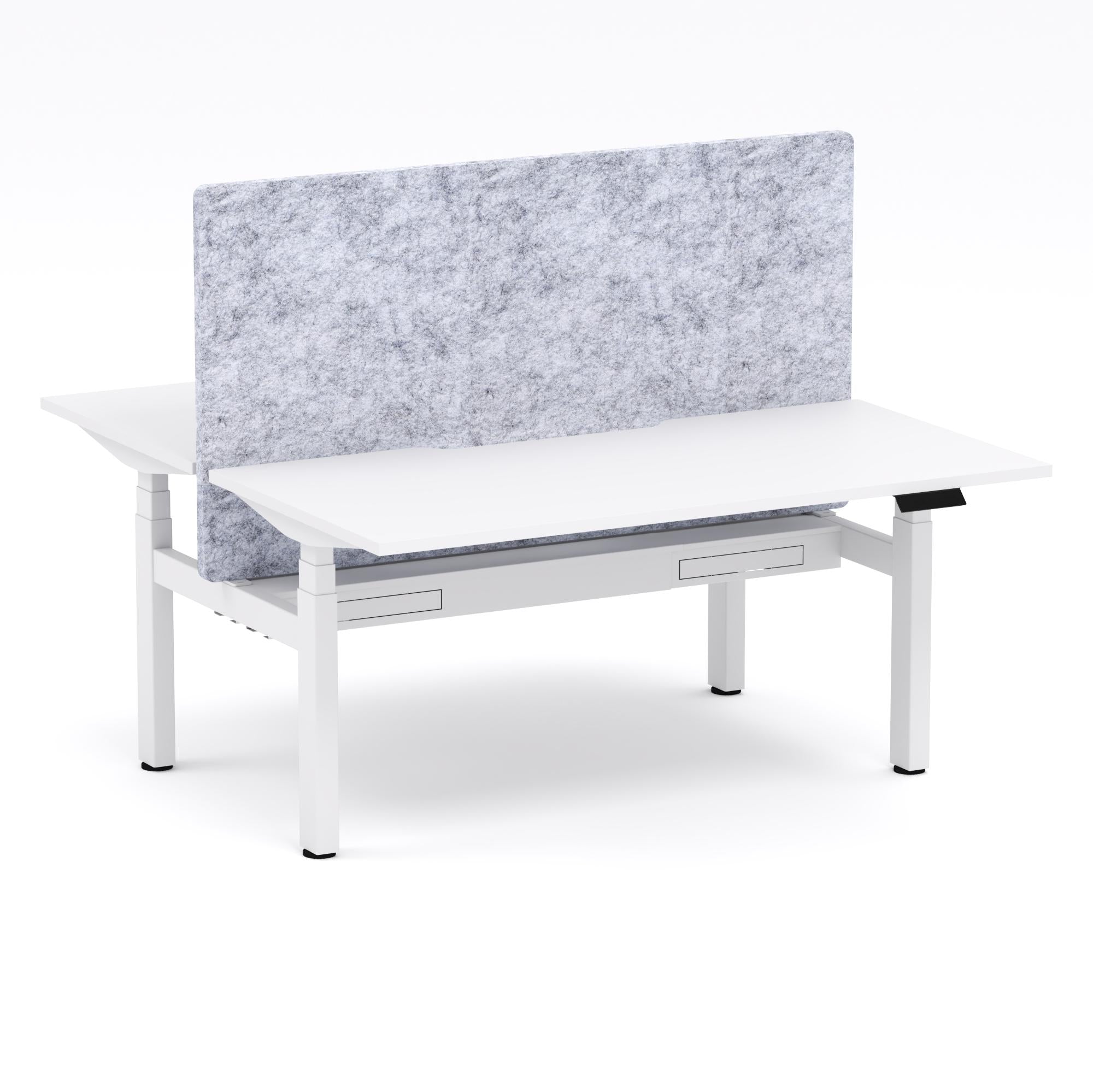 Montana Electric Standing 2-Person Double-sided Desk Workstation - With Marble Grey AcoustiQ Screen (3 Stages)