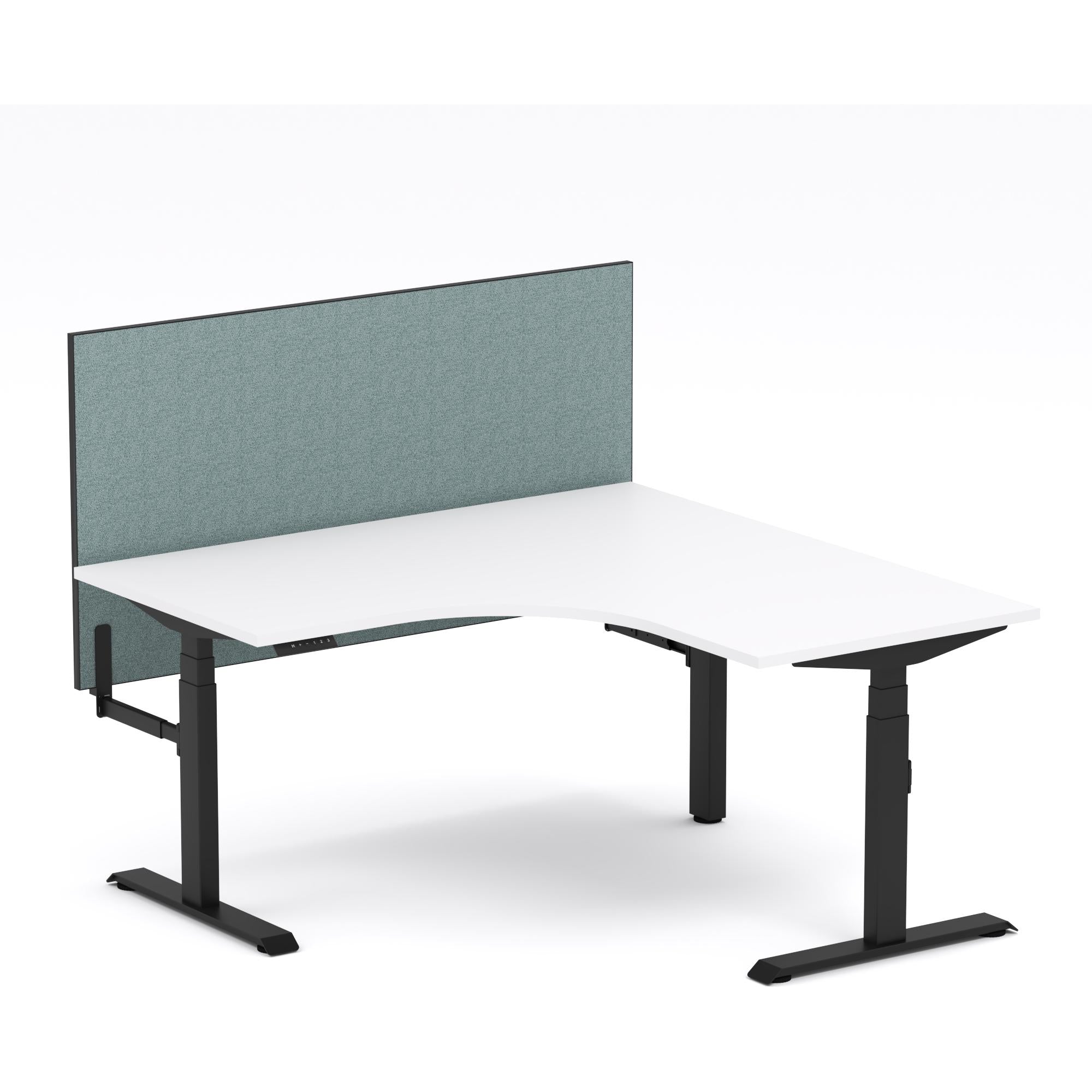 Montana Electric Standing 90Deg Corner Workstation - With Sage Green Elite25 Screen (3 Stages)
