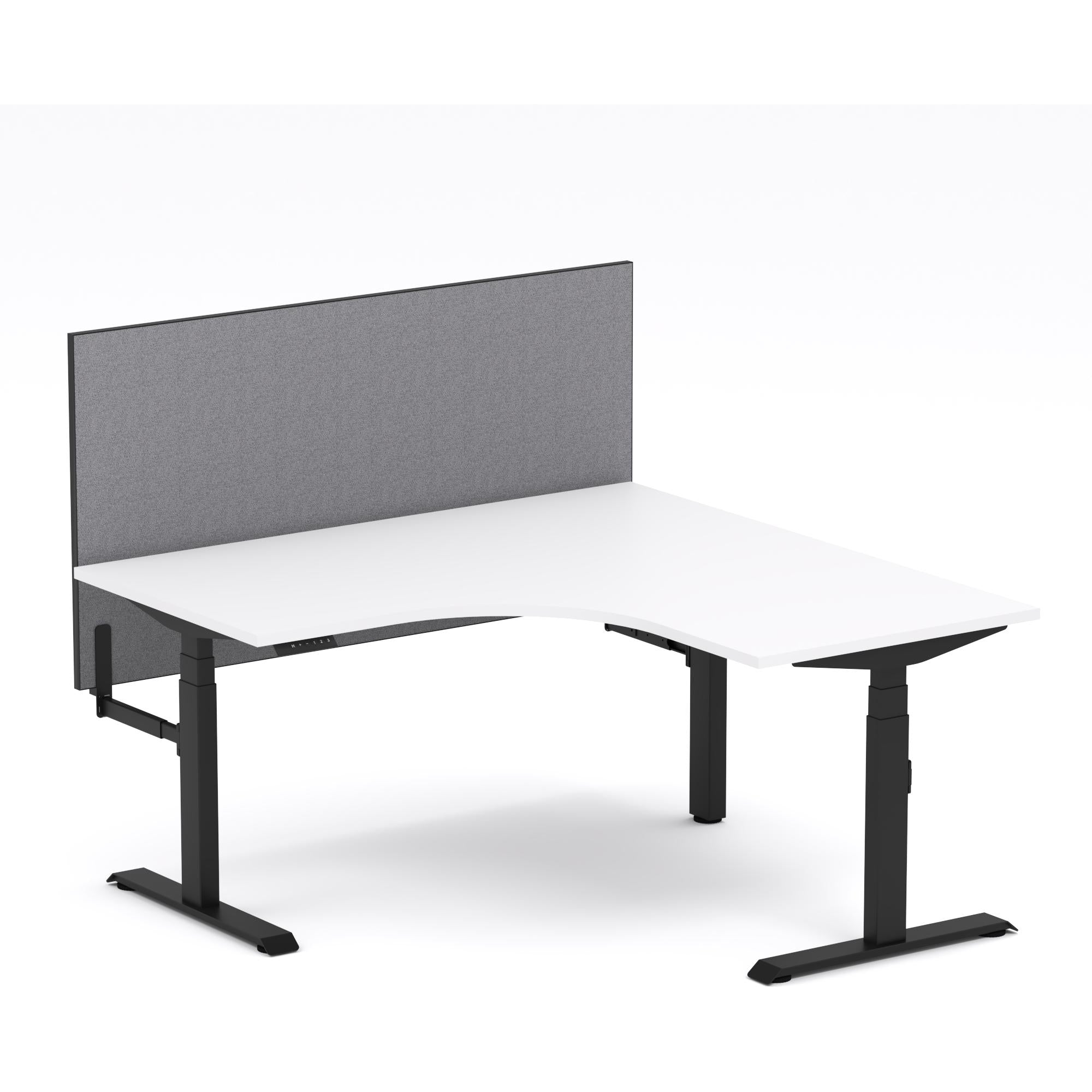 Montana Electric Standing 90Deg Corner Workstation - With Smoke Grey Elite25 Screen (3 Stages)