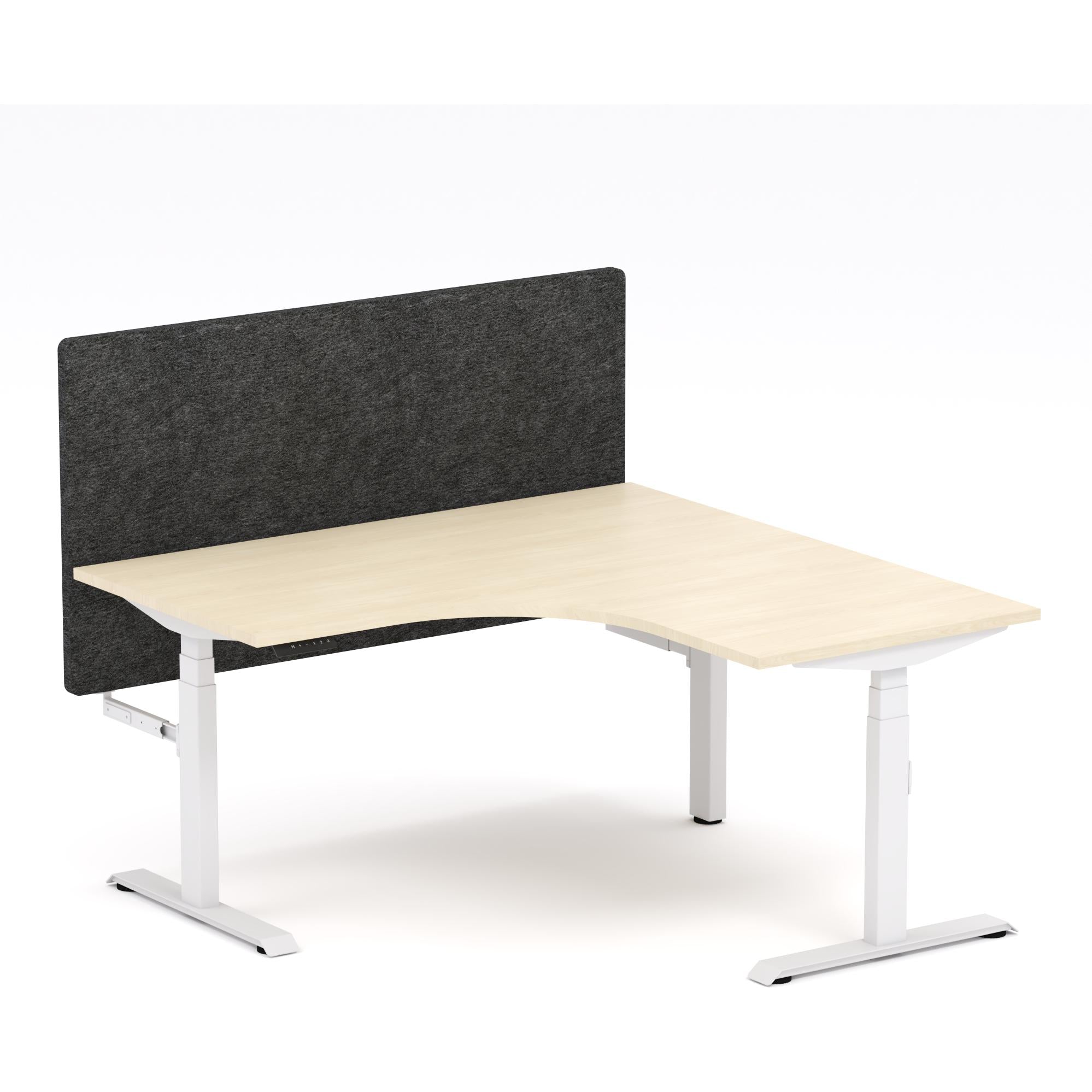 Montana Electric Standing 90Deg Corner Workstation - With Charcoal Grey AcoustiQ Screen (3 Stages)