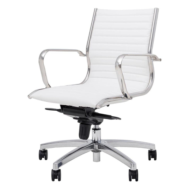 Metro Executive Chair with fixed arms, PU mid-back, PU seat, polished alloy base