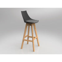 Luna Black Barstool with Oak Base