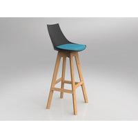 Luna Black Barstool with Oak Base