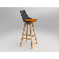 Luna Black Barstool with Oak Base
