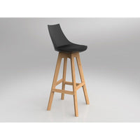 Luna Black Barstool with Oak Base