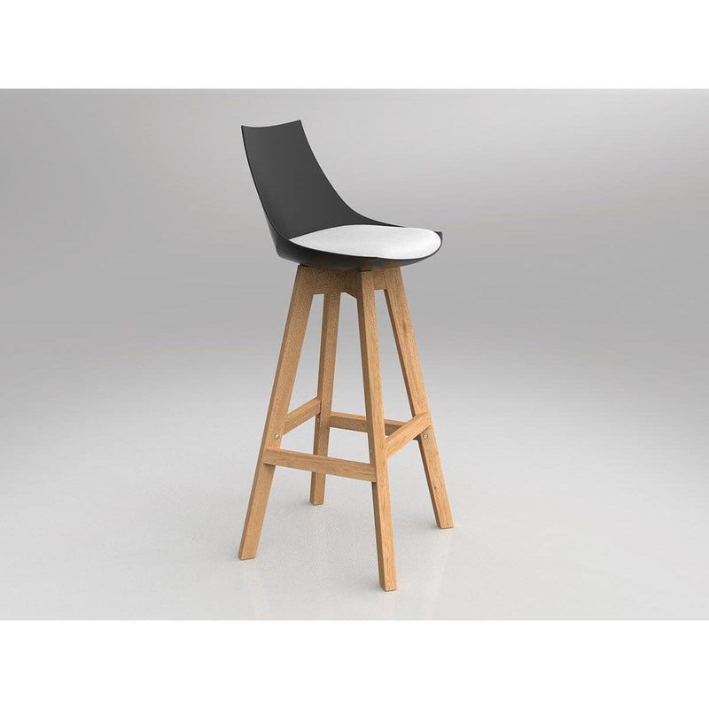 Luna Black Barstool with Oak Base