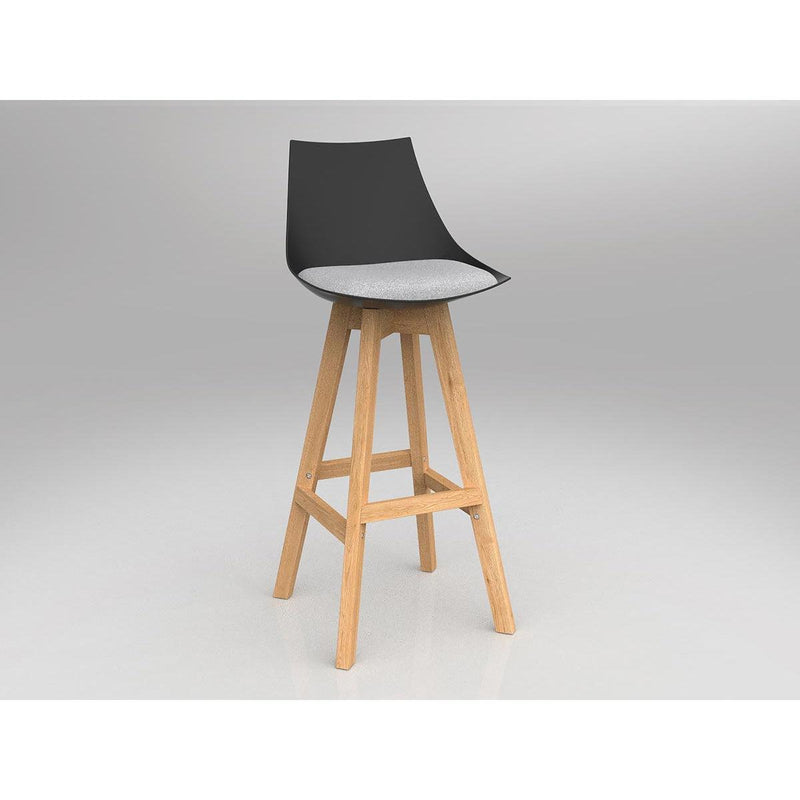 Luna Black Barstool with Oak Base