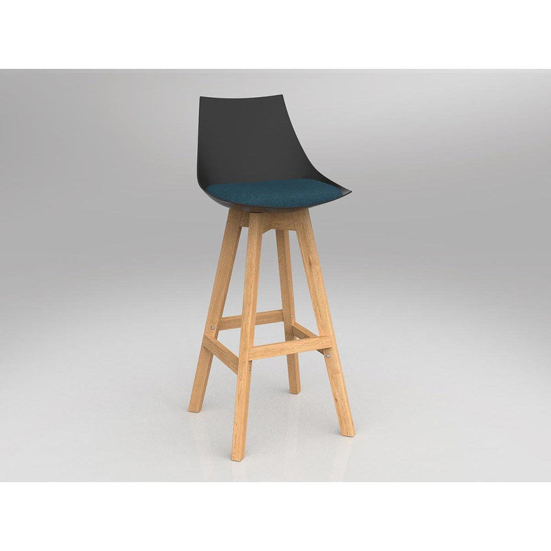 Luna Black Barstool with Oak Base