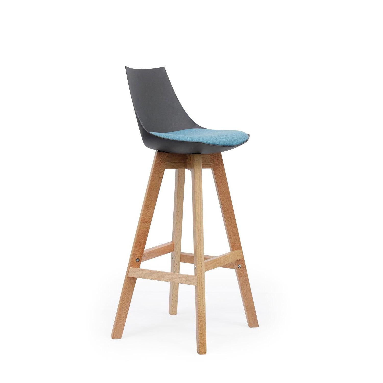 Luna Black Barstool with Oak Base
