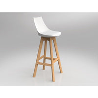 Luna White Barstool with Oak Base