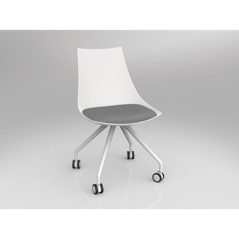 Luna White Chair with Castor Base