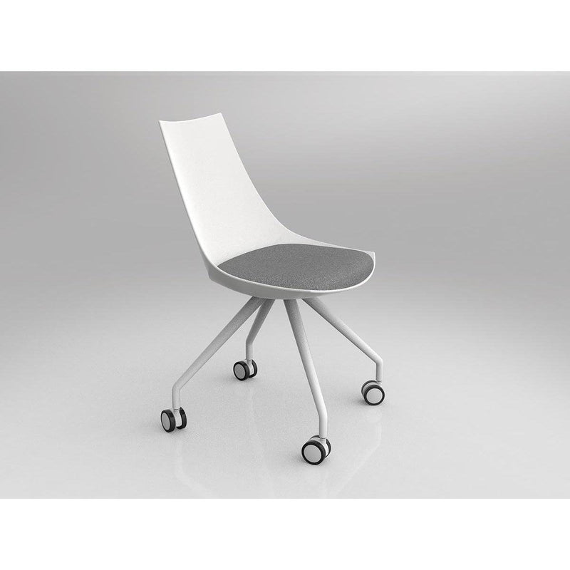 Luna White Chair with Castor Base