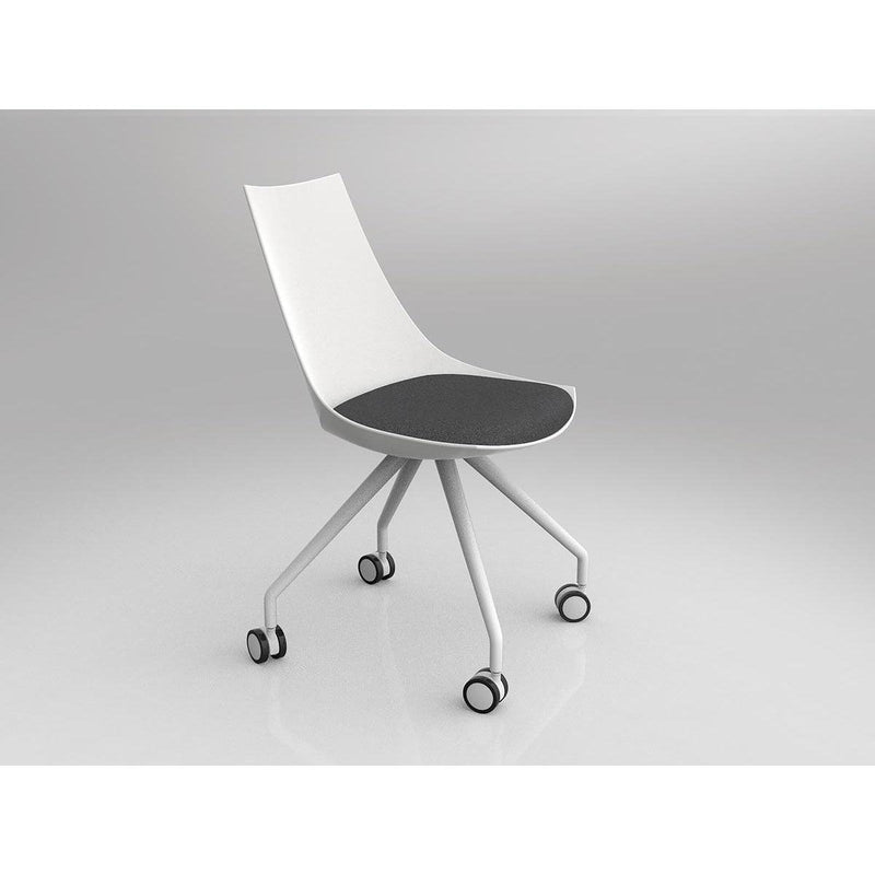 Luna White Chair with Castor Base