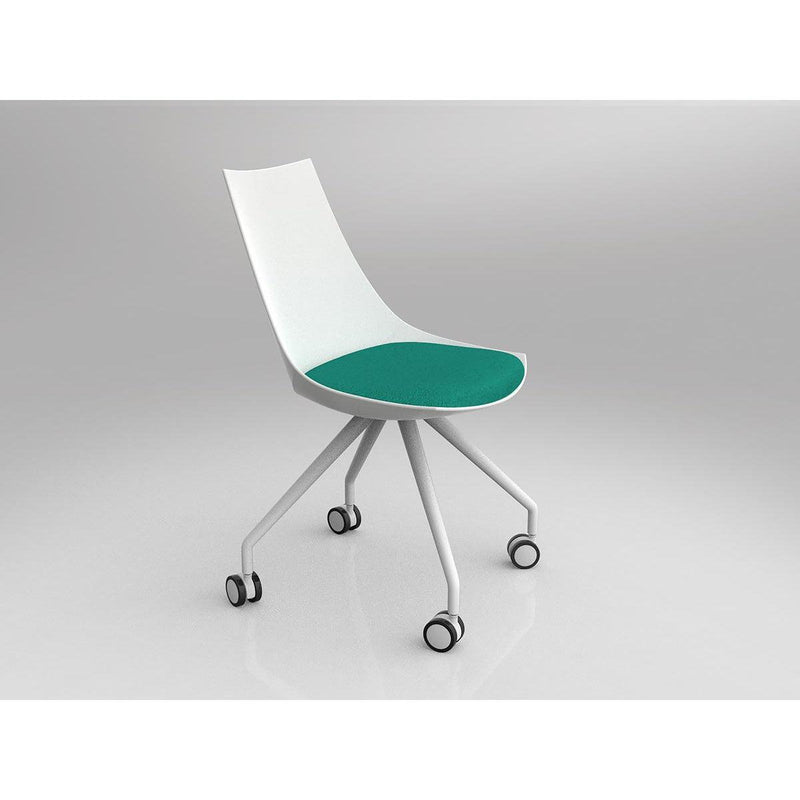 Luna White Chair with Castor Base