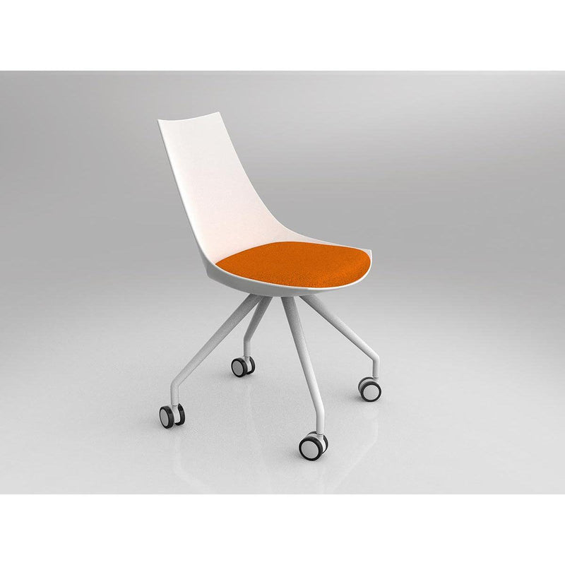 Luna White Chair with Castor Base