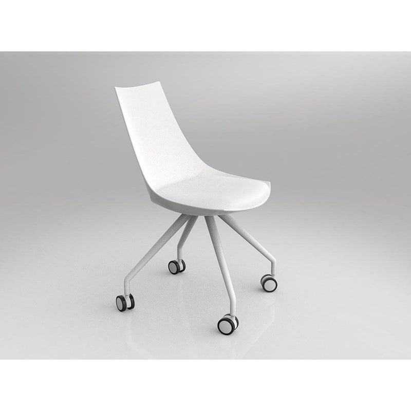 Luna White Chair with Castor Base