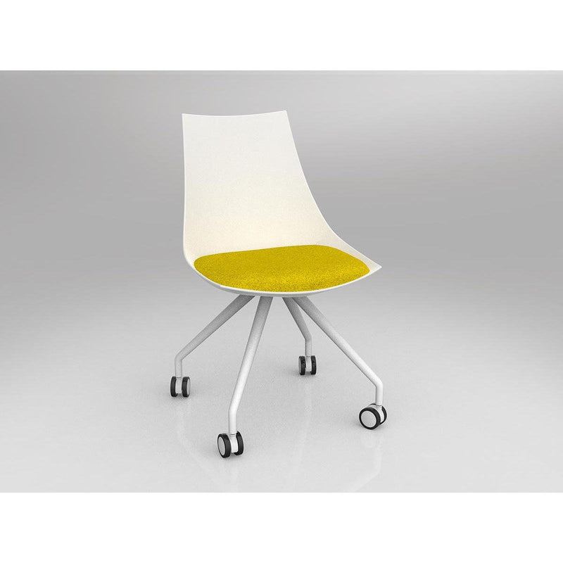 Luna White Chair with Castor Base